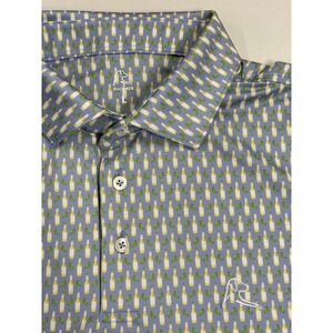 Rhoback Golf Polo Shirt Men's Large Beer & Line All Over Print